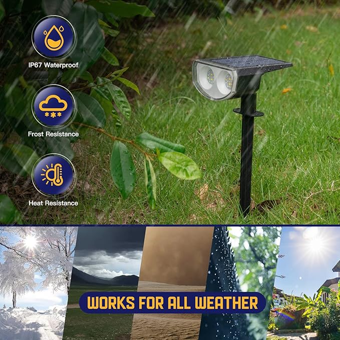 Kyosho IP67 Waterproof Color Solar Spot Lights Outdoor, Color Changing Outdoor Halloween Lights, RGBW Multicolor Solar Spotlight with 9 Modes for Lawn, Pathway, Yard, 8 Pack