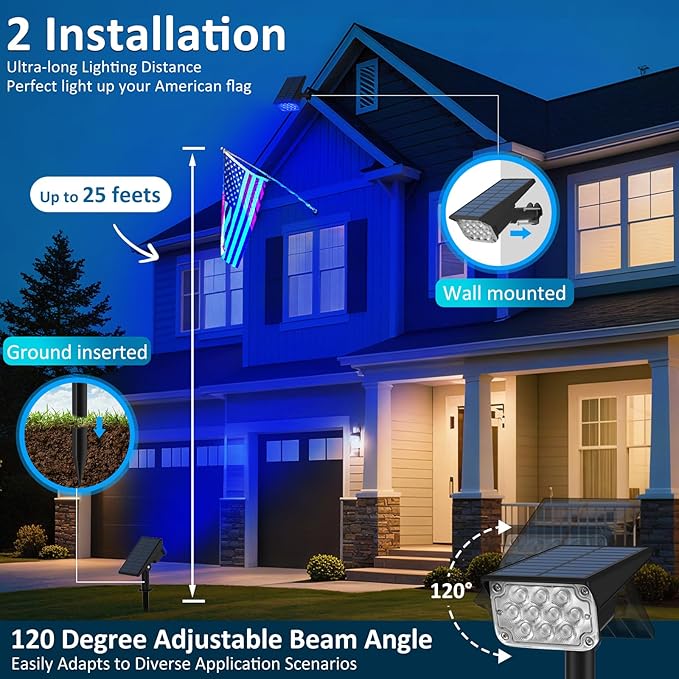 Halloween Solar Color Changing Lights Outdoor 7 Lighting Modes Waterproof IP65 Multicolor Landscape Spotlights Christmas RGB Uplights for Garden Yard House Tree Driveway Lawn Patio Pathway 6 Pack
