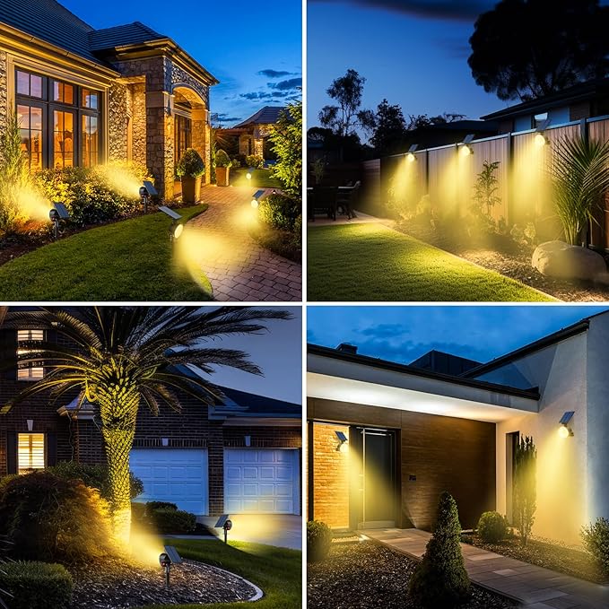 nipify 12 Pack Solar Spot Lights Outdoor Waterproof with 3 Modes, Solar Spotlight Light for Outside Yard Landscape Lighting Pathway Lights Wall,Warm White