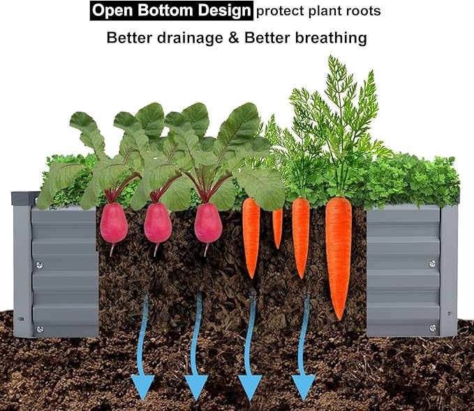 2 Pack 6x1.5x1FT Galvanized Raised Garden Beds Kit Outdoor Metal Gardening Planter Box for Vegetable Elevated Flower Herbs,Gray
