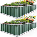KING BIRD Raised Garden Bed 68" x 36" x 12" (2 Packs) Galvanized Steel Metal Outdoor Planter Kit Box for Vegetables, Flowers, Fruits, and Herbs Green