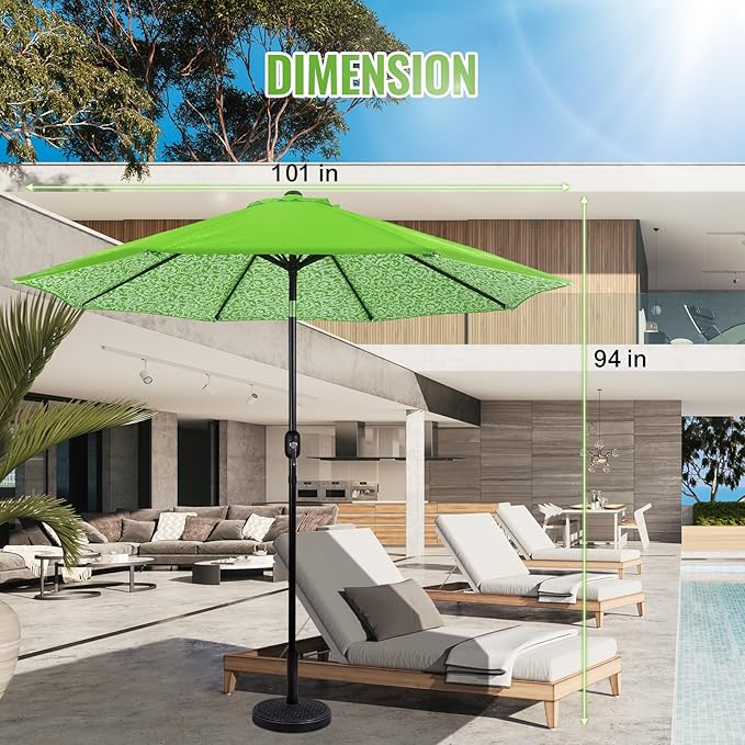 Backyard Expressions 9 ft. Patio Umbrella, Market Table Umbrella w/Tilt and Crank, 8 Ribs
