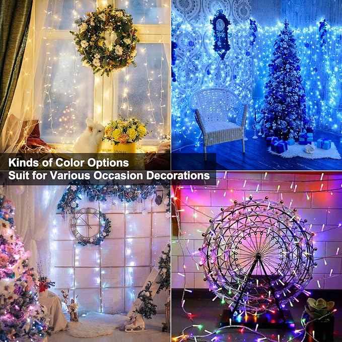 Brizled Color Changing String Lights, 33ft 100 LED Pasrel Easter Mini Lights with Remote, Dimmable RGB Lights String Clear Wire, Indoor USB Twinkle Light for Christmas Halloween Year-Round Decor