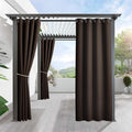 RYB HOME Indoor Outdoor Curtain - Porch Curtains Outdoor Patio Sunlight Block Window Curtain Grommet Waterproof Cabana Cabin Drape Privacy Panel, 1 Piece, W 52 x L 84 inch, Brown