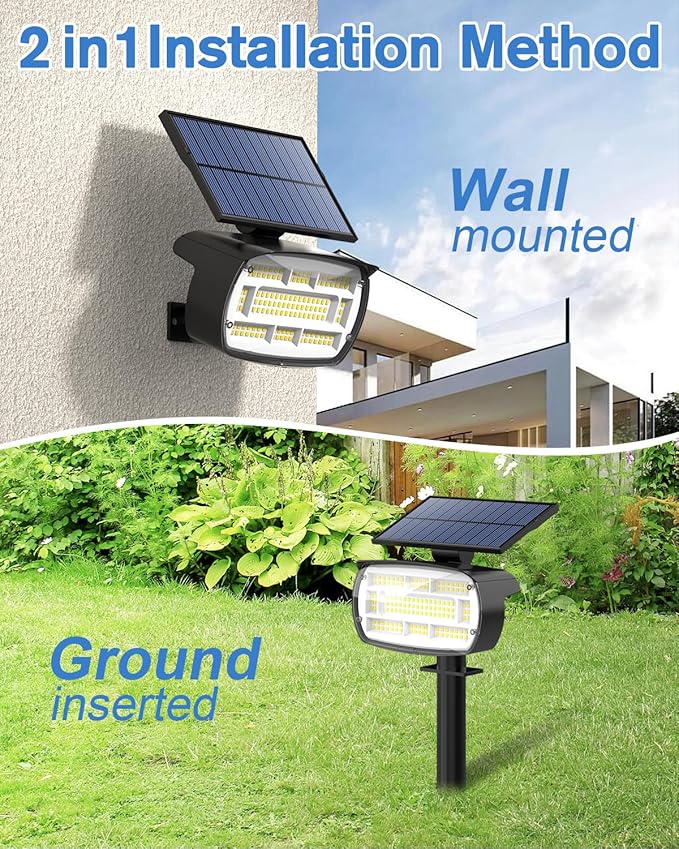 Fabrito Large Solar Spot Lights Outdoor 4 Pack, 1000 Lumens High Brightness, IP65 Waterproof Solar Spotlight with 136 LEDs, Dusk to Dawn Solar Landscape Lights for Yard, Garden, Pathway, Plants(White)