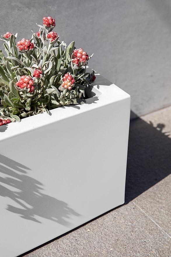 Veradek Block Series Window Box Planter - Rectangular Flower Pot for Indoor or Outdoor Window Sill/Balcony | All-Weather Use with Drainage Holes | Modern Décor for Succulents, Herbs, Small Plants