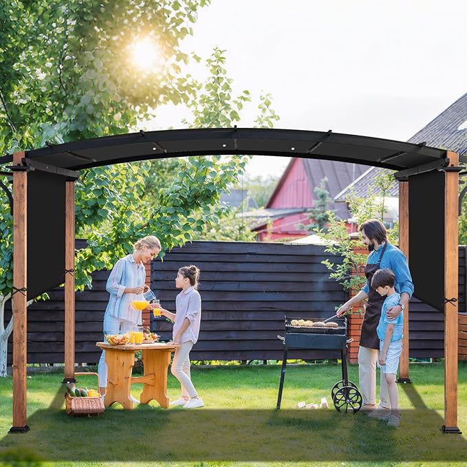 Universal Waterproof Pergola Canopy Shade Cover Replacement - 17'x6.8' Outdoor Sun Shades Canopy Top for Patio Gazebo Deck Balcony Porch, Cover Only (Black)