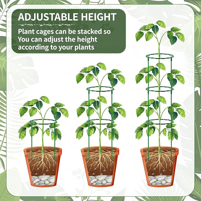 36 Pack Plant Support Stakes Sets - Versatile Plant Cages, Stackable Garden Flower Support， Small Plant Stakes for Indoor Plants,Tomato,Monstera, Peony, Hydrangea, Climbing Plants