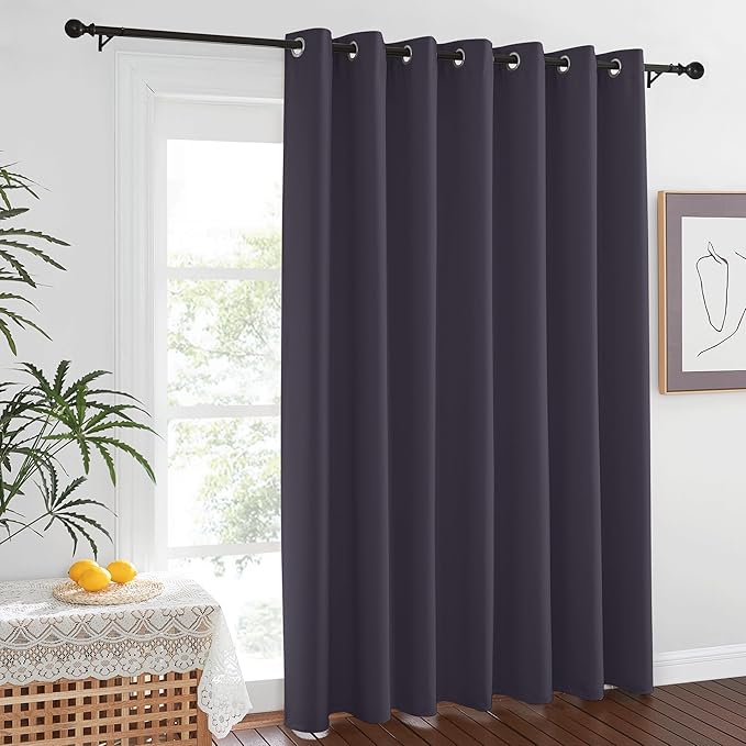 NICETOWN Blackout Curtains for Living Room Bedroom - Sliding Patio Door Insulated Blackout Drapes, Extra Wide Curtain for Villa/Hall/Parlor (100 inches W x 84 inches L, Greyish Purple)