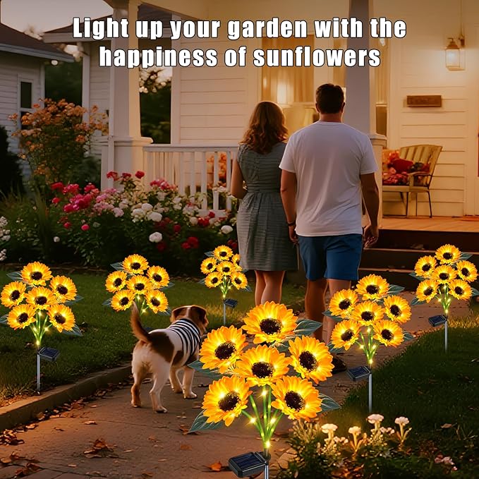 Solar Sunflower Lights Outdoor Flower Lights,6 Pack 36 Sunflower Waterproof Lights for Outside Party Gardening Gifts Mother's Day for Patio Yard Pathway Party Housewarming Gift