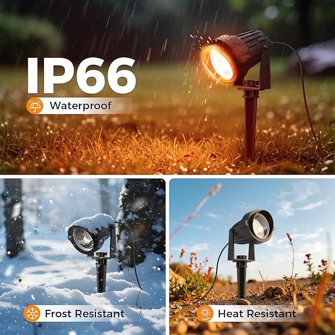 L LOHAS LED Halloween Orange and Purple Spotlights Outdoor, Auto On/Off 5W 120V Landscape Lighting for for House, Holiday, Trees, Decoration, 450LM IP66 Waterproof, UL Listed, 2 Pack