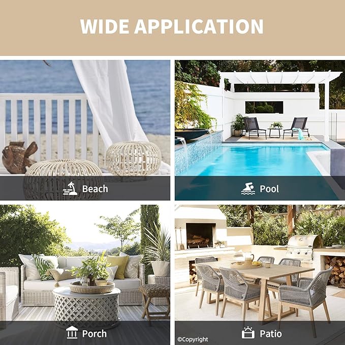 DIVA EN CAMINO DEC Outdoor Patio Curtain Waterproof Darkening Thermal Insulated Indoor Curtains for Bedroom, Porch, Living Room, Pergola, Cabana, W52 x L132, Beige, Set of 2 Panels
