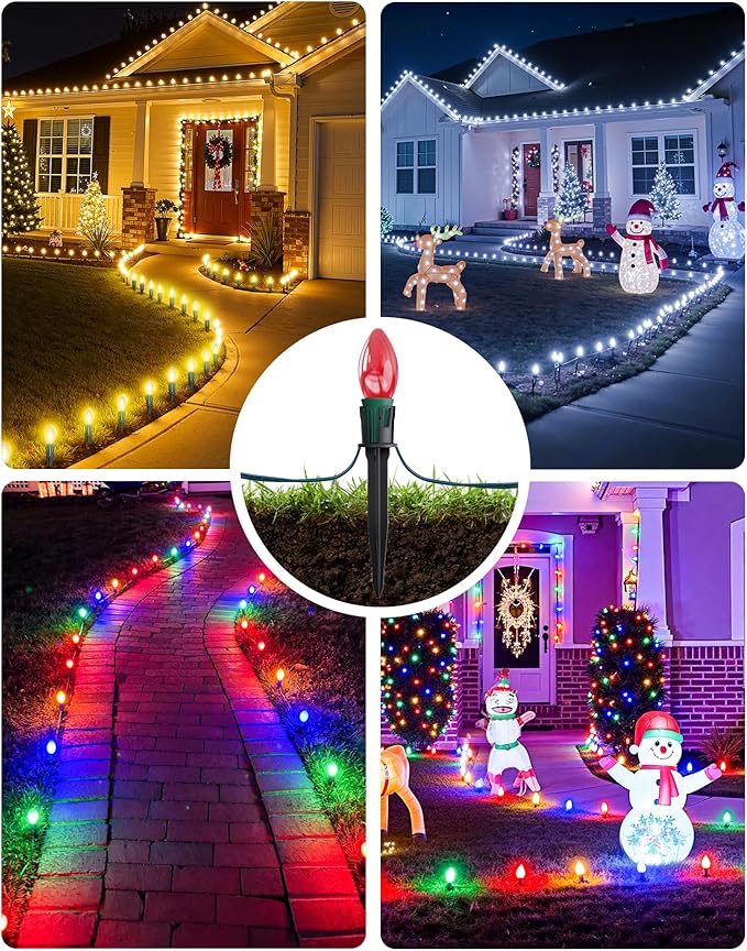 100-Pack Christmas Light Yard Stakes, 5.5 Inch Lighting Stakes for C7 C9 Christmas Lights Outdoor, Universal Yard Stakes for Outdoor Holiday Lights Use on Garden Lawn Patio Pathway Walkway – Black