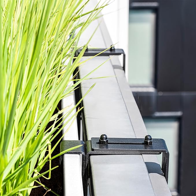 Veradek Block Series Railing Planter - Rectangular Flower Box for Outdoor Balcony/Fence | Durable All-Weather Use with Adjustable Brackets | Modern Décor for Flowers, Succulents, Hanging Plants