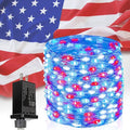 66Ft 200 LED Red White and Blue Fairy Lights Plug in, July 4th Waterproof String Lights 8 Modes with Timer for Indoor and Outdoor, American Flag Twinkle Lights for Independence Day, National Day