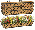 30 Inch Window Deck with Coco Liner, Fence Metal Hanging Flower Planter Window Basket Deck Railing Planter Boxes for Outdoor Garden Lawn，30" Window Boxes Horse Trough with Coconut Coir Liner, 4pcs