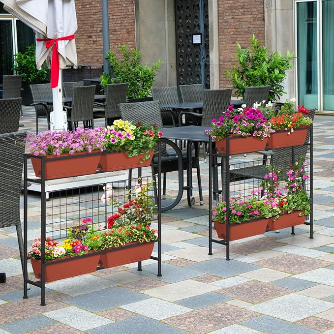Raised Garden Beds with Legs, Elevated Planter Box Outdoor for Vegetables, Flowers, Herbs, Indoor Standing Garden Bed with Drainage Holes for Backyard Patio Gardening, Red