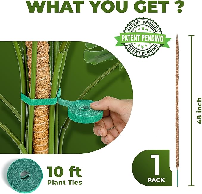 48 Inch Bendable Moss Pole Monstera Plant Support for Climbing Indoor Plants - Stakes for Potted Climbers - Tall Sticks Indoor Trellis for Houseplants - Accessories for Monstera Pot