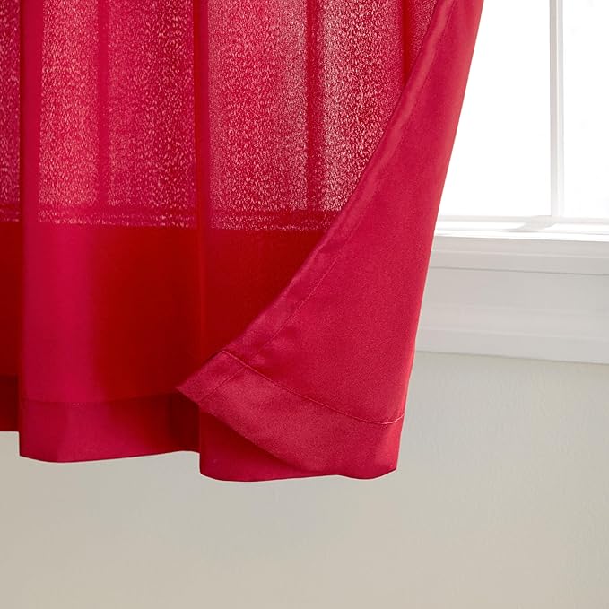 TOWN & COUNTRY BASICS Cabana Solid Heavyweight Indoor Outdoor Curtains, Light Filtering Opacity with Grommet Top, Water Repellent, 2-Pack Set, 54"x108", Radiant Red