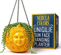 Fun & Unique Sun Face Hanging Planter Quirky Celestial Decor for Plant Lovers – Indoor Outdoor Flower Basket for Succulents & Small Plants – Decorative Garden Yard Art
