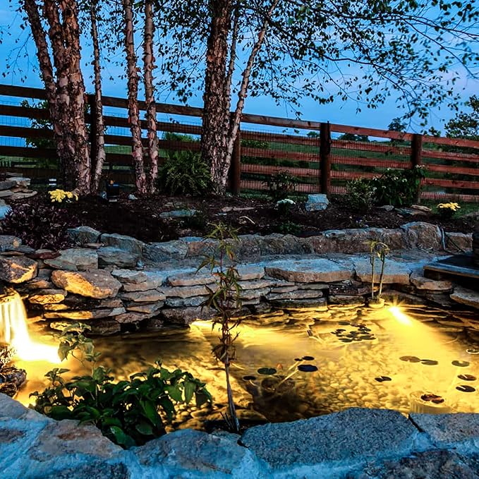 3000K Warm White Pond Lights, LED Underwater Submersible Landscape Spotlights, Switch Control IP68 Waterproof Fountain Light Lighting for Fish Aquarium Tank Garden Yard Pool (Set of 3)