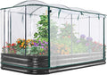 KING BIRD Raised Garden Bed with Cover Galvanized Oval Planter Garden Box 94.5x47.2x11.8 in, Clear, Outdoor for Gardening, Vegetables, Flowers