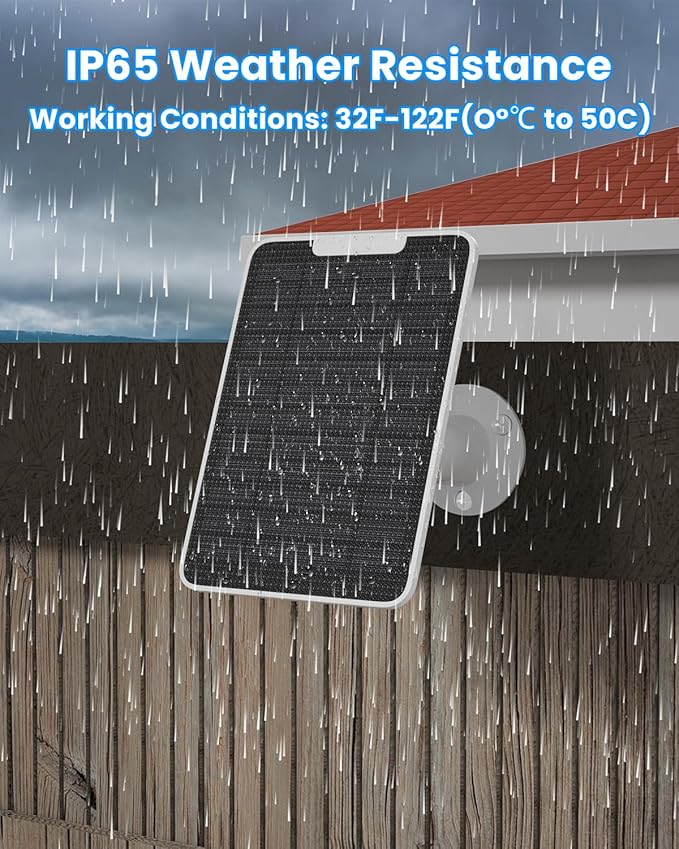 5W Arlo Solar Panel Charger Compatible with Arlo Essential Spotlight/XL Spotlight Camera, Arlo Essential Solar Panel Charger w/ 10ft Waterproof Micro USB Charging Cable, Adjustable Wall Mount, 4 Pack