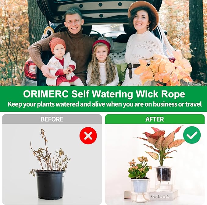 ORIMERC 2 inch Net Cups Pots 30 Pack with 30 feet Self Watering Wick & 30 Plant Labels for Hydroponics Aquaponics Planter Indoor Outdoor Growing Baskets Slotted Mesh UV Resistant & BPA Free