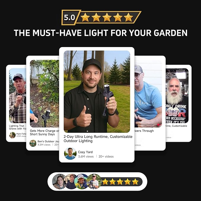 All Night Solar Spot Lights 2500mAh, Adjustable Angle Landscape Lights Waterproof, Separate Panel LED Uplight Dusk to Dawn, 5 Lighting Modes for Plant Flag Sign Bush 6 Pack