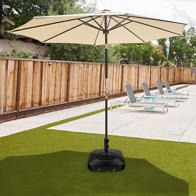 Umbrella Base with Wheels, Umbrella Stand Base Heavy Duty 100lb Windproof, Fillable Umbrella Base Mobile Square Umbrella Stand Outdoor Base for Patio, Deck, Poolside, Lawn, Fits Most Sized Umbrellas