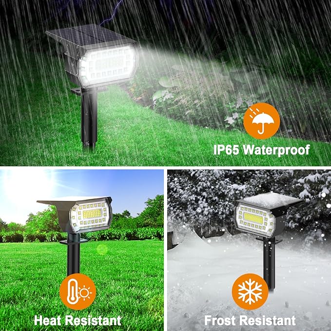 LANSOW Solar Spot Lights Outdoor, [12 Pack/76 LED] 2-in-1 Solar Landscape Spotlights, 3 Modes IP65 Waterproof Dusk to Dawn Solar Powered Flood Wall Lights for Outside Yard Garden Pathway(Cool White)