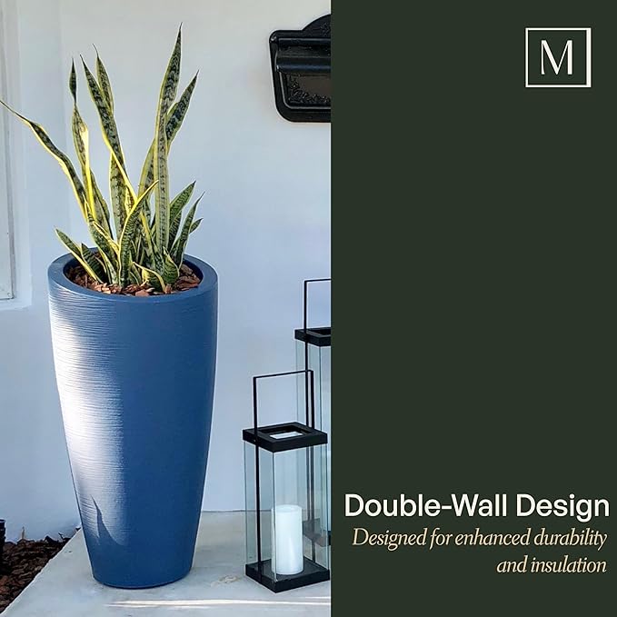 Mayne Modesto 32-Inch Tall Planter – Weather-Resistant Planter for Flowers – Durable Indoor/Outdoor Design for Patio, Porch, or Entryway