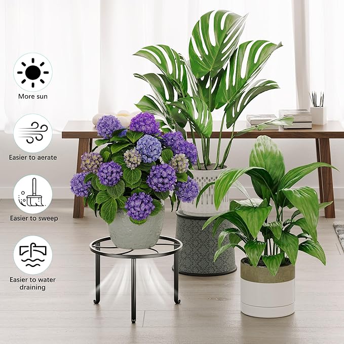 5 Pack Metal Plant Stands Anti-Rust Iron Heavy Duty Potted Holder for Flower Pot Indoor Outdoor Decoration Small Plant Holders for Home Garden