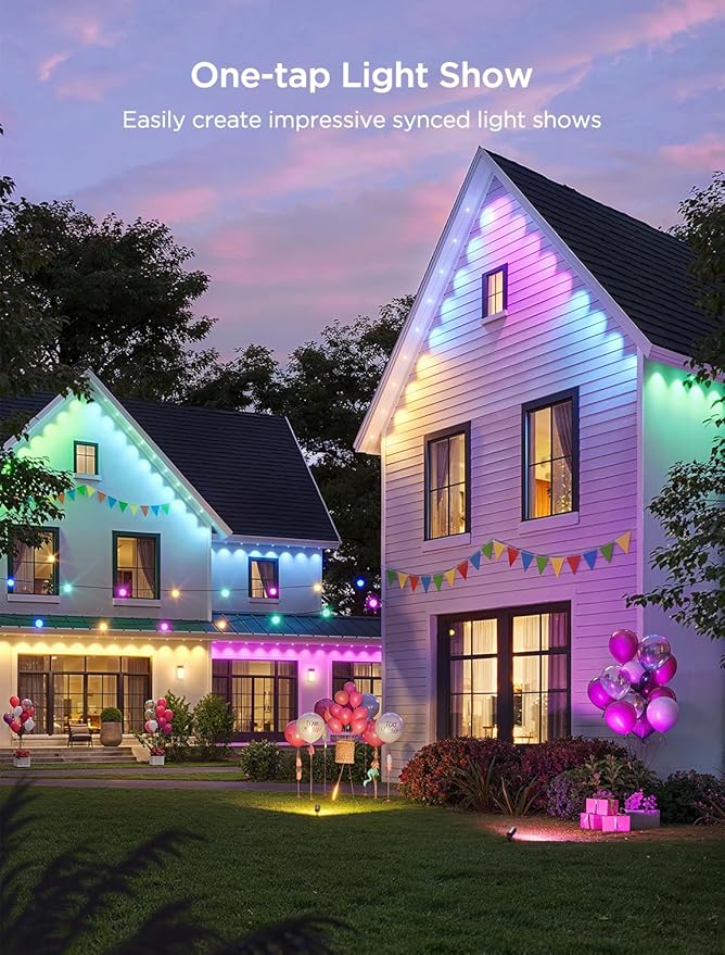 Govee Permanent Outdoor Lights 2, 150ft RGBIC Outdoor Lights with 108 LED Lights, IP67 Waterproof, 100 Scene Modes with 40lm White for Outdoor Decorations, Works with Alexa, Google Assistant, Black