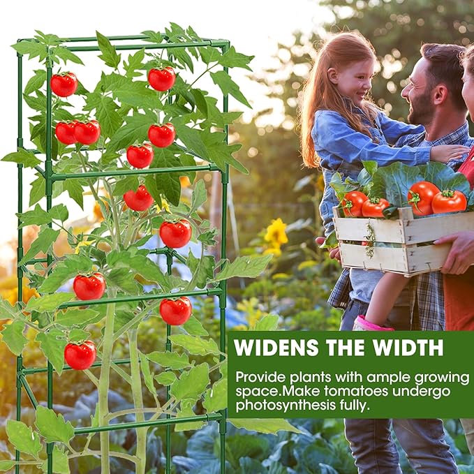 3 Pack Tomato Cages,Square Tomato Plant Stakes Support Cages Trellis for Garden Climbing Vegetables Flowers Fruits,Extra Bold