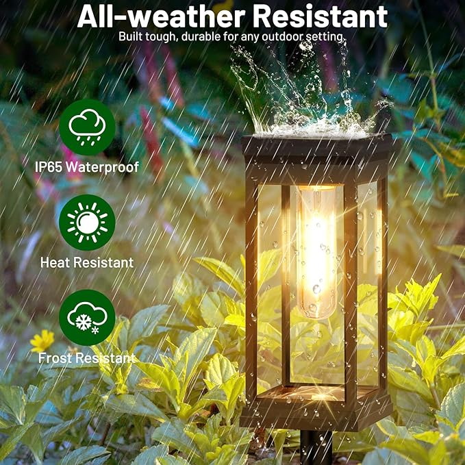 BesLowe Solar Pathway Lights Outdoor, 4-Pack Large LED Solar Light Outdoor Waterproof, Super Bright Outside Lights for Yard, Sun-Powered Landscape Lighting for Garden Walkway, Warm White