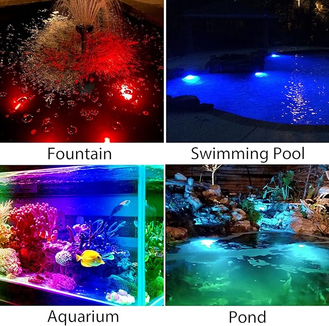 Solar Pond Lights, 18 LED Super Bright RGB LED Underwater Spotlights Color Changing Submersible Pond Light IP68 Waterproof Fountain Lights for Fish Aquarium Tank Garden Yard Pool (3-in-1)