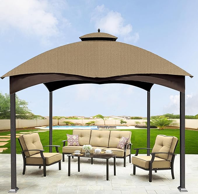 SCOCANOPY Khaki Ripstop Replacement Top for Lowe's Allen Roth 10X12 Gazebo Model #GF-12S004B-1/ GF-12S004BTO