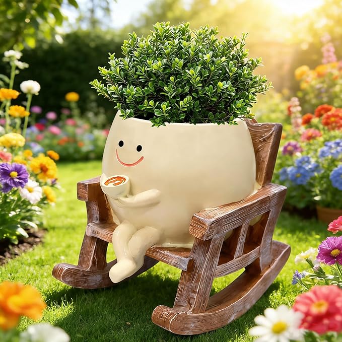 Smiley Face Planter Pot,Cute Plant Pots for Indoor Outdoor with Drainage Hole,Unique Funny Flower Pot for Succulents,Plant Gifts for Mother's Day, Birthday, Christmas