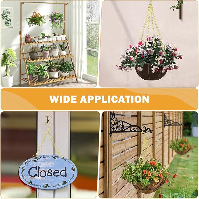 garini 3 Pack, 23 Inch Hanging Baskets Chain, Gold Hanging Chains with Hooks Flower Pot Chain Replacement Plant Hangers for Planters, Bird Feeders and Lanterns