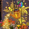 Solar Lanterns Outdoor Waterproof,Metal Watering Can Garden Decor,Fairy Hanging Solar Path Lights Yard Art,Outside Patio Decorations Gardening Christmas Gifts for Mom Grandma Women（with Shepherd Hook）