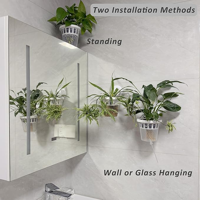 Set of 3 Plastic Window Planter with Suction Cup Holder. Large Window Popagation. Clear Self Watering Window Mounted Plant Pots. Window Sill Planters Extender for Indoor Hydroponic Plants