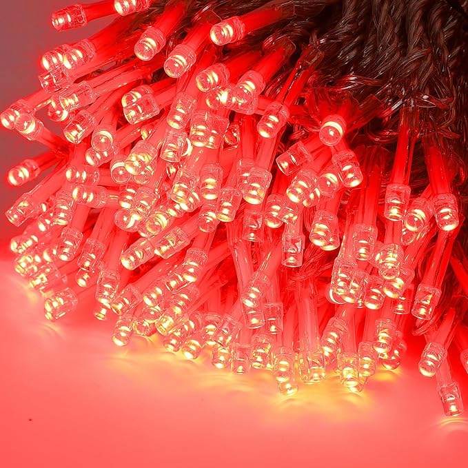 LJLNION 300 LED Valentines Lights, Extra Long 98.5FT Christmas String Lights Outdoor Indoor, 8 Lighting Modes, Plug in Waterproof Fairy Lights for Wedding Party Bedroom Decorations (Red)