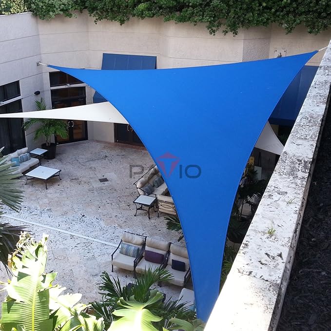 Patio Paradise 8' x 8' x 8' Sun Shade Sail Triangle Canopy Shade Cloth Fabric Sunlight Block Patio Pergola Cover HDPE Deck Awning for Outdoor Backyard Roof Shading, Blue