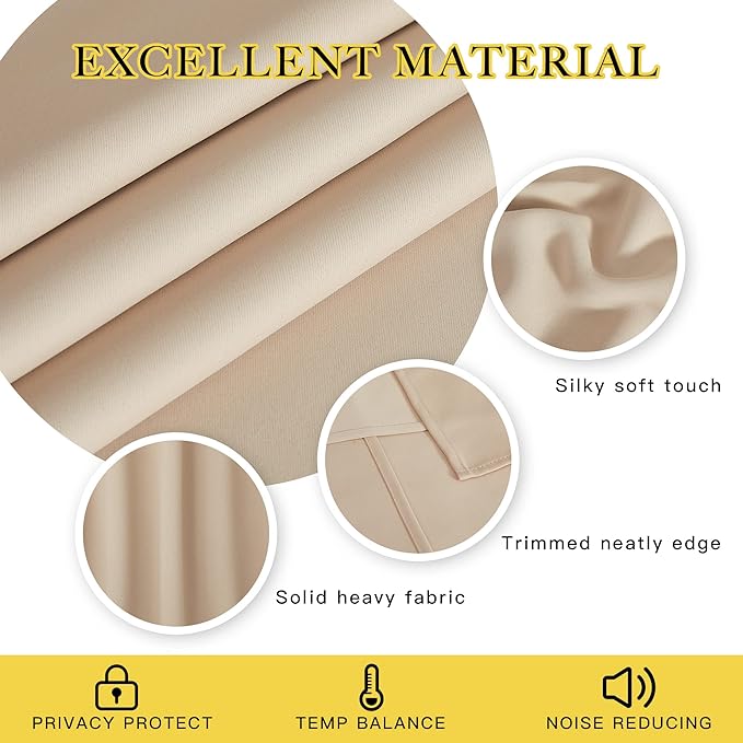 NICETOWN 80 inch Curtain Privacy for Doorway - Thermal Insulated Grommet Window Treatments Room Darkening Sound Reducing for Bedroom/Home Office (Biscotti Beige, 1 Panel, W46 x L80)