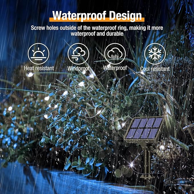 btfarm 2 Pack Solar String Lights Outdoor - 160LED 66FT Solar Fairy Lights Outside Waterproof 8 Modes, Copper Wire Solar Powered Twinkling Lights for Tree Garden Patio Christmas Wedding Party Decor