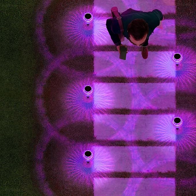 Solar Lights Outdoor Pathway Waterproof 8 Pack Purple LED Acrylic Mushroom Decorative Garden Lights for Yard Landscape Patio Outside Decorations