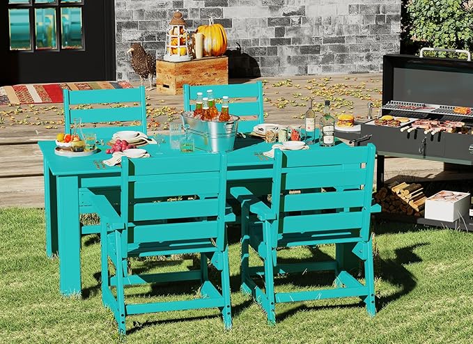 GREENVINES Outdoor Dining Chairs Set of 2 | HDPE | Patio Chair | All-Weather | Aqua