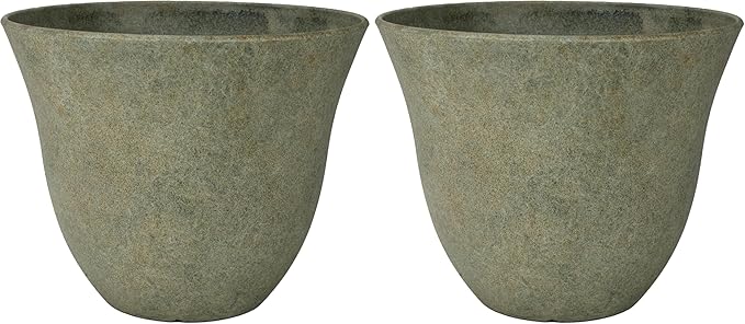 Classic Home and Garden Honeysuckle Resin Flower Pot Planter, Fossil Stone, 15" (Pack of 2)