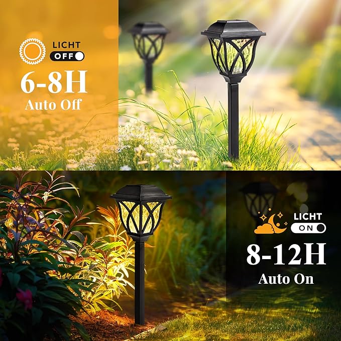 GIGALUMI 6 Pack Solar Lights Outdoor Waterproof, LED Solar Garden Lights, Outdoor Decorations, Garden Decor for Yard, Patio, Landscape, Planter, Walkway (Warm White)